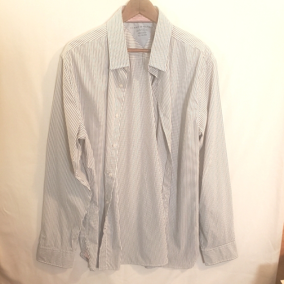 Tommy Hilfiger Slim Fit Shirt Mens Size XL Blue Striped Long Sleeve Button Front - Picture 4 of 8